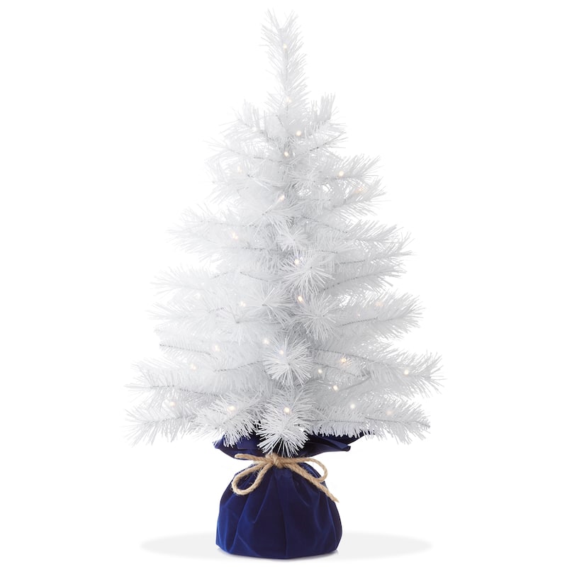 2ft PreLit Artificial Mini Tabletop Christmas Tree with Cloth Base