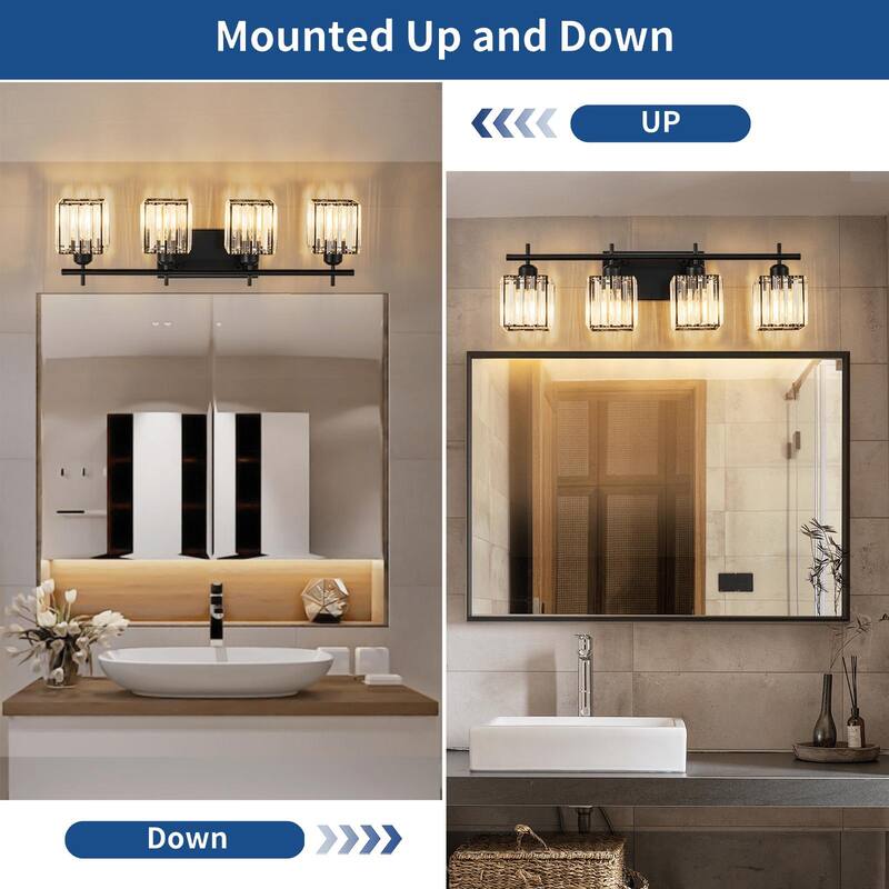 Starsky 3/4-Light Modern Dimmable Bathroom Crystal Vanity Light Wall Sconces with Crystal Shade