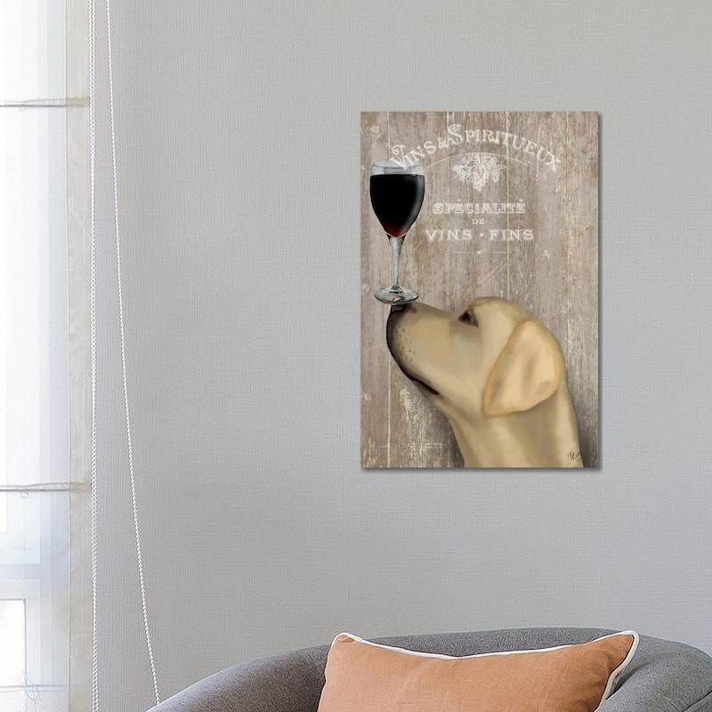 iCanvas "Dog Au Vine Yellow Labrador" by Fab Funky Canvas Print - 26x18x1.5