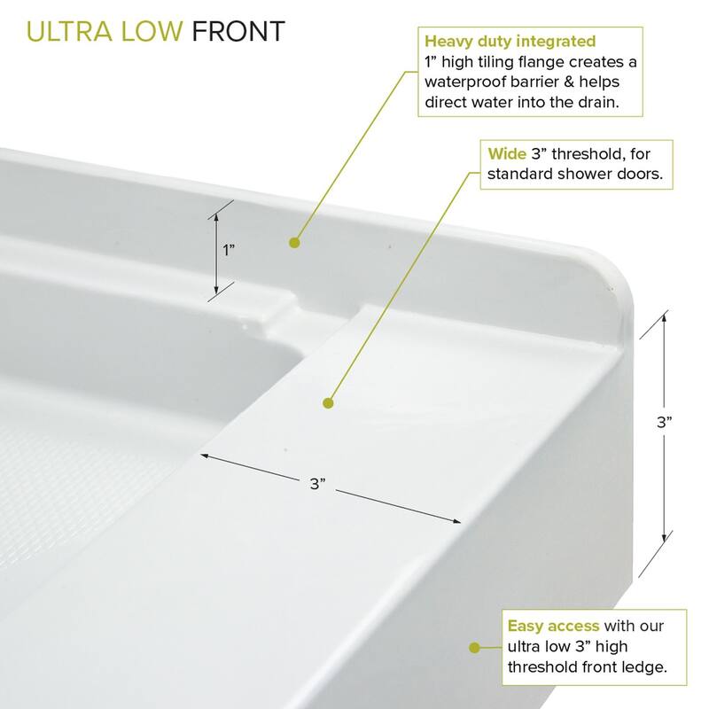 Transolid FL6036C-31 Linear 60-in L x 36-in W Single Threshold Shower Base with a Center Drain - 60-in L x 36-in W