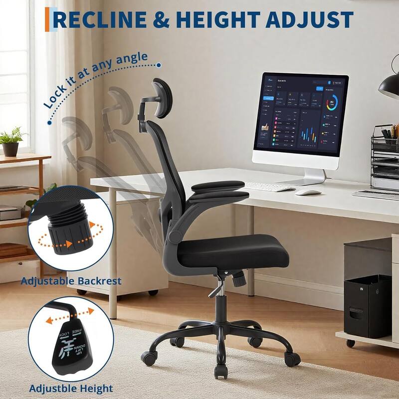 Adjustable Ergonomic Home Office Chair with Headrest for Computer Working