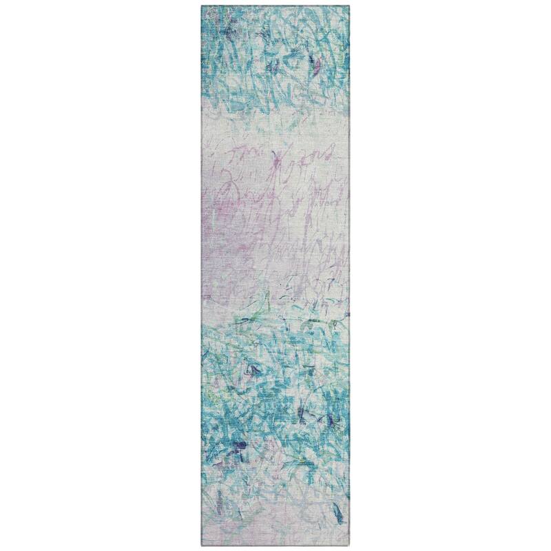 Machine Washable Indoor/ Outdoor Abstract Scribble Chantille Rug