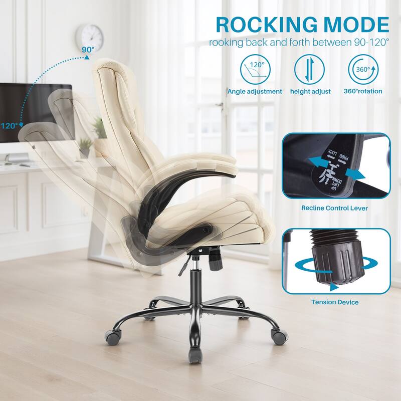 Home Computer Gaming Chair, Ergonomic High Back Heavy Duty Task Desk Office Chairs with Wheels, Flip-up Arms, Adjustable Height