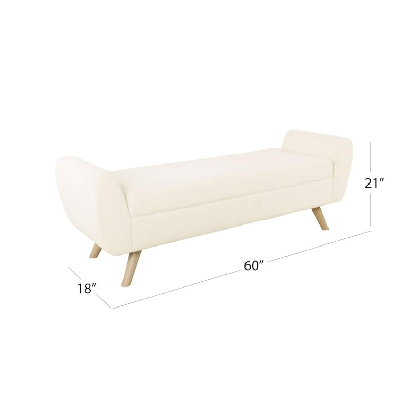 HomePop Modern Sherpa Storage Bench with Wood Legs - Cream