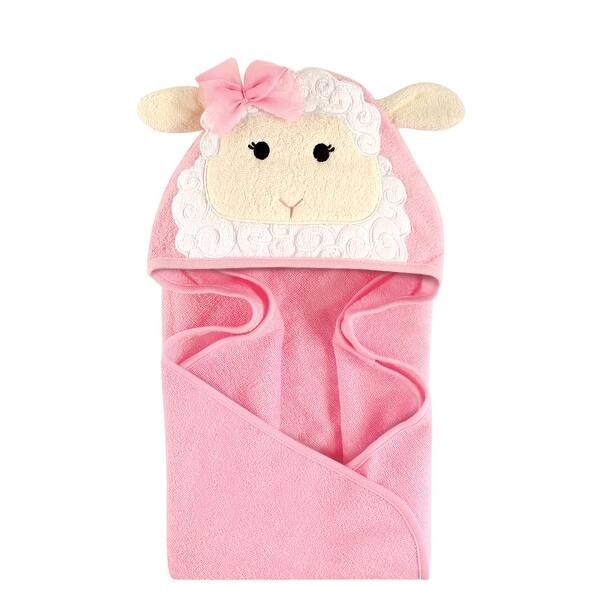 slide 1 of 1, Hudson Baby Infant Girl Cotton Animal Face Hooded Towel, Lamb, One Size - Lamb - One Size One Size - Lamb