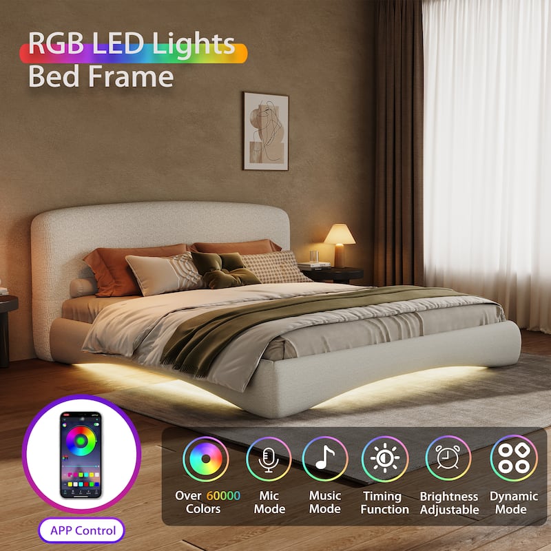 Christopher Knight Home - Lunera Modern Upholstered Bed with Smart Ambient Lighting