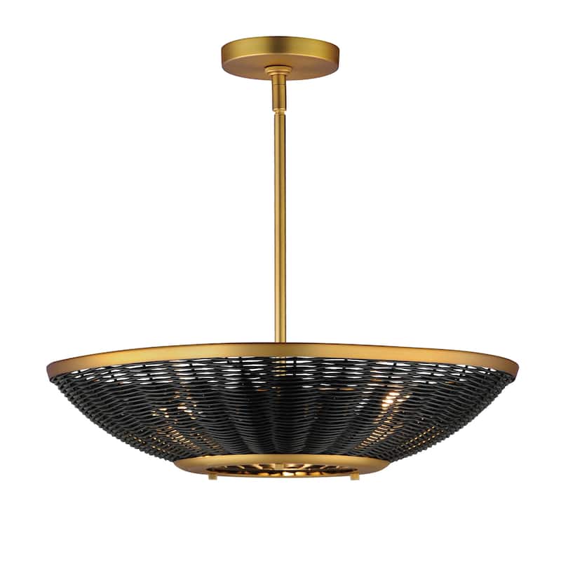 Maxim 14462BR Rattan 3 Light 20" Wide Pendant - Natural Aged Brass
