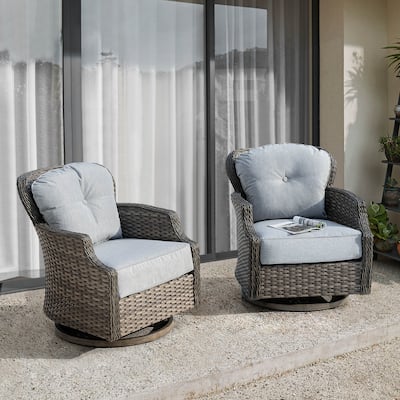 Tenaya 2-Piece Outdoor Wicker Swivel Rocking Chair Set