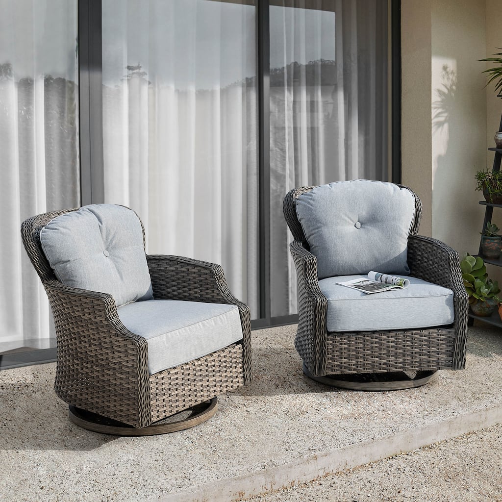 Tenaya 2-Piece Outdoor Wicker Swivel Rocking Chair Set