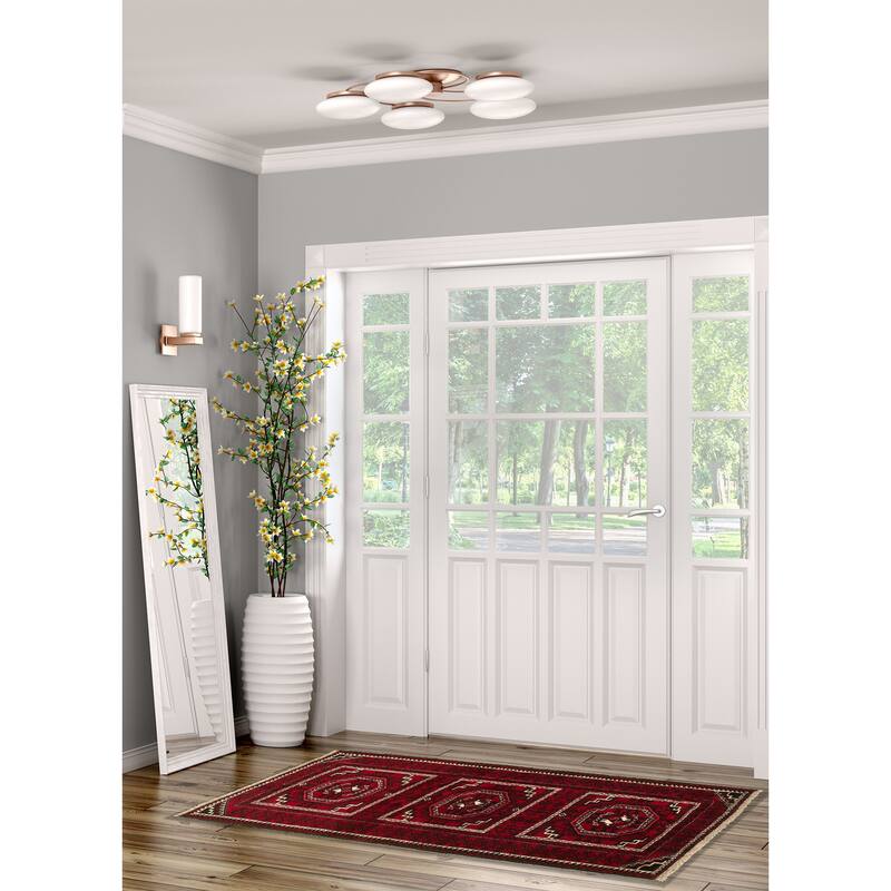 Hand-knotted Rizbaft Red Wool Rug - 3'10 x 6'7/3'10" x 6'7"