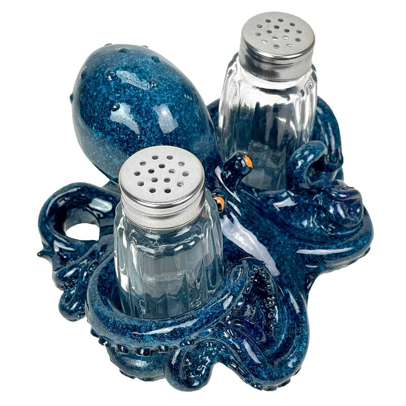 Octopus Salt And Pepper Shaker Set Coastal Dining Decor - 3.5 X 6 X 5.5 inches