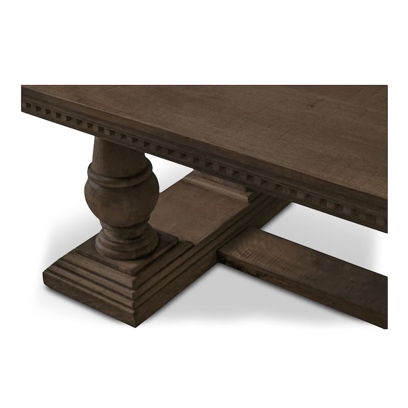 NADAAL STUDIOS Alrican Dining Table for 8, Rectangular Mango Wood Top, Traditional Leg Design, Brown