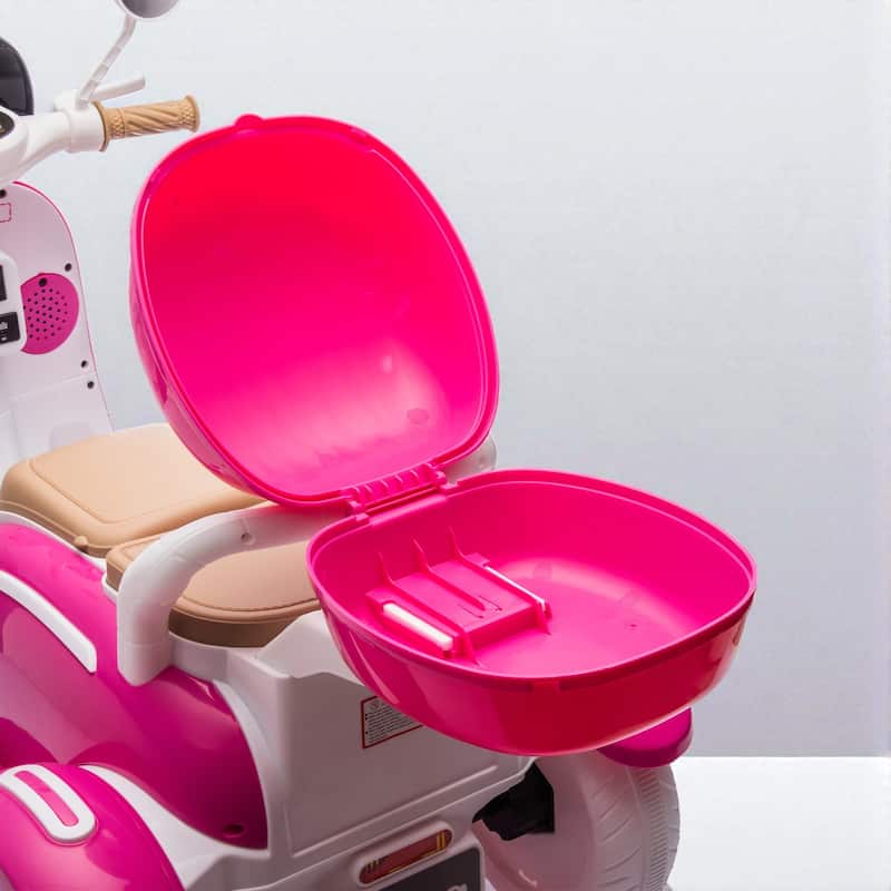 12V Two-Seater Kids Electric Motorcycle with Slow Start, Music, Bluetooth, and Oversized Storage for Ages 3-6