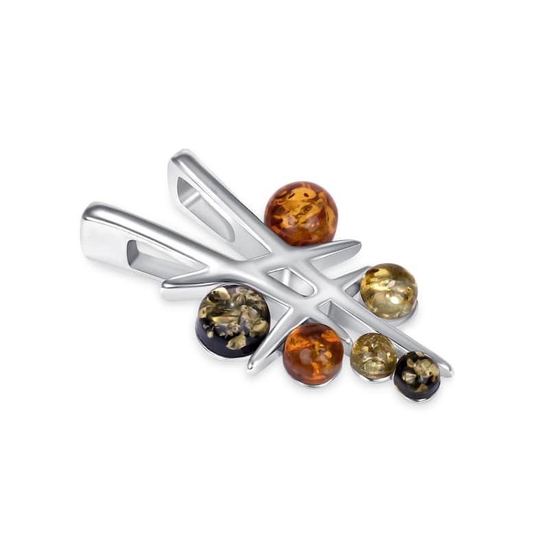 Baltic Amber Multicolor Pendant Necklace in Sterling Silver