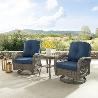 Corvuscorvus Livorno Outdoor 3 Piece Wicker Chat Set With Swivel Chairs Blue Dailymail