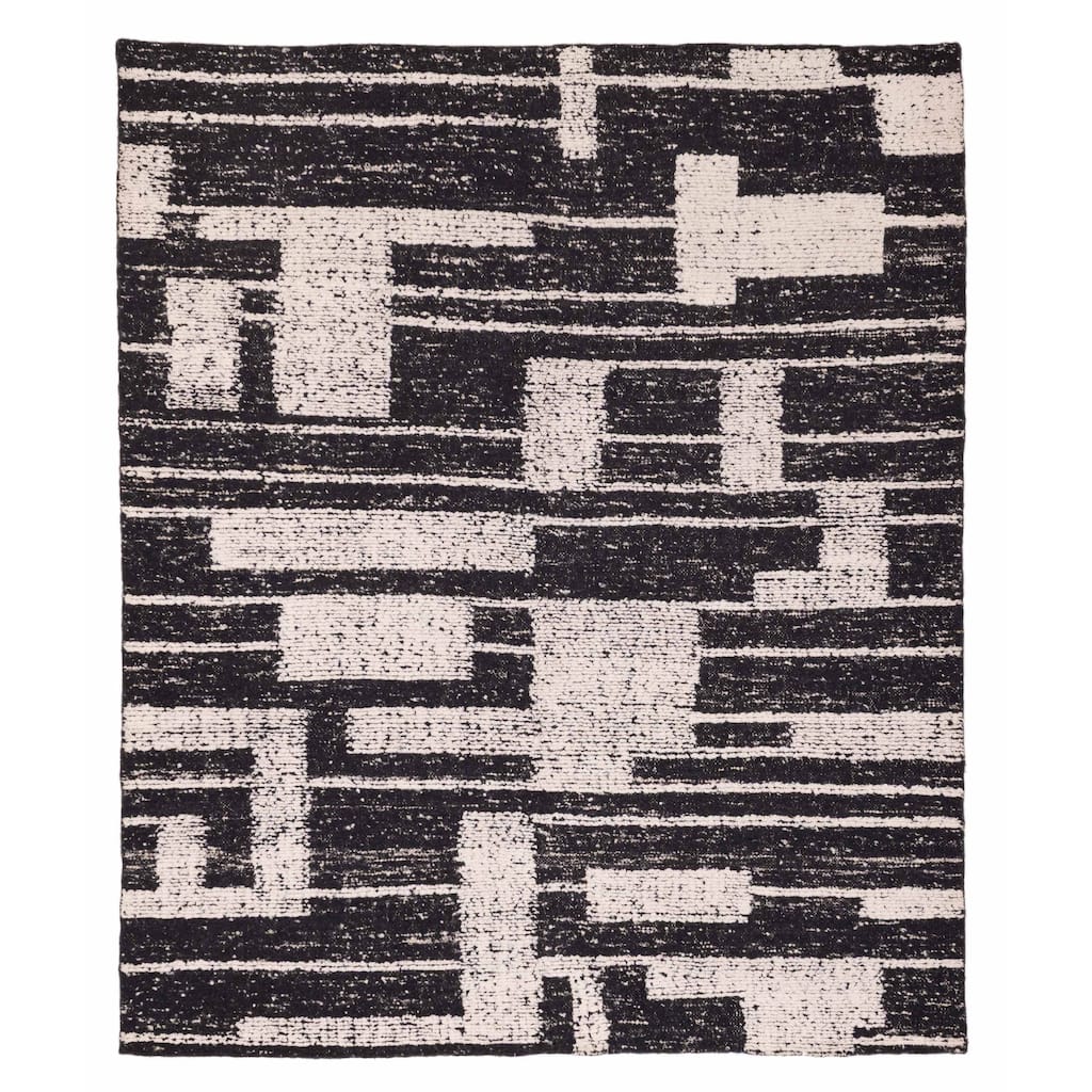 ECARPETGALLERY Hand-knotted Looma Black, White Wool Rug - 8'3 x 9'9