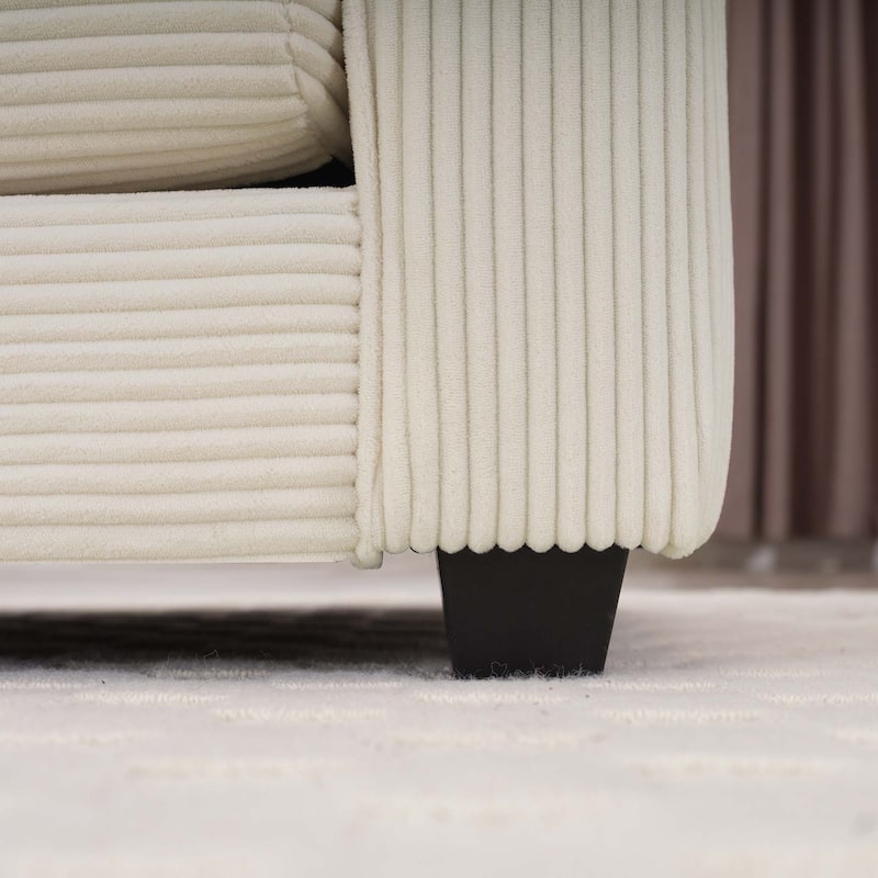 Beige 150" Corduroy Cloud Upholstered Modular U-Shaped Sectional Sofa with 2 Removable Ottoman and Free Combination Design