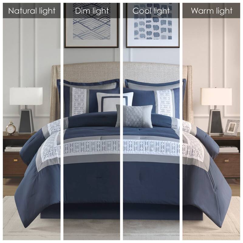 510 Design Kingwood Navy/ White 8 Piece Embroidered Comforter Set