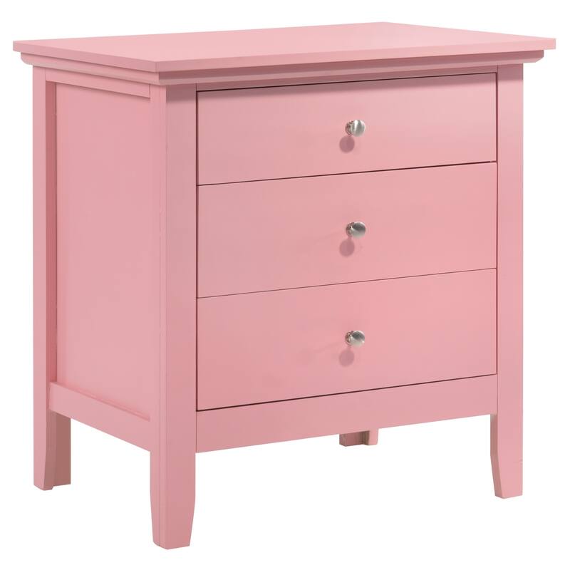 3-Drawer Wood Nightstand - 26" - Pink