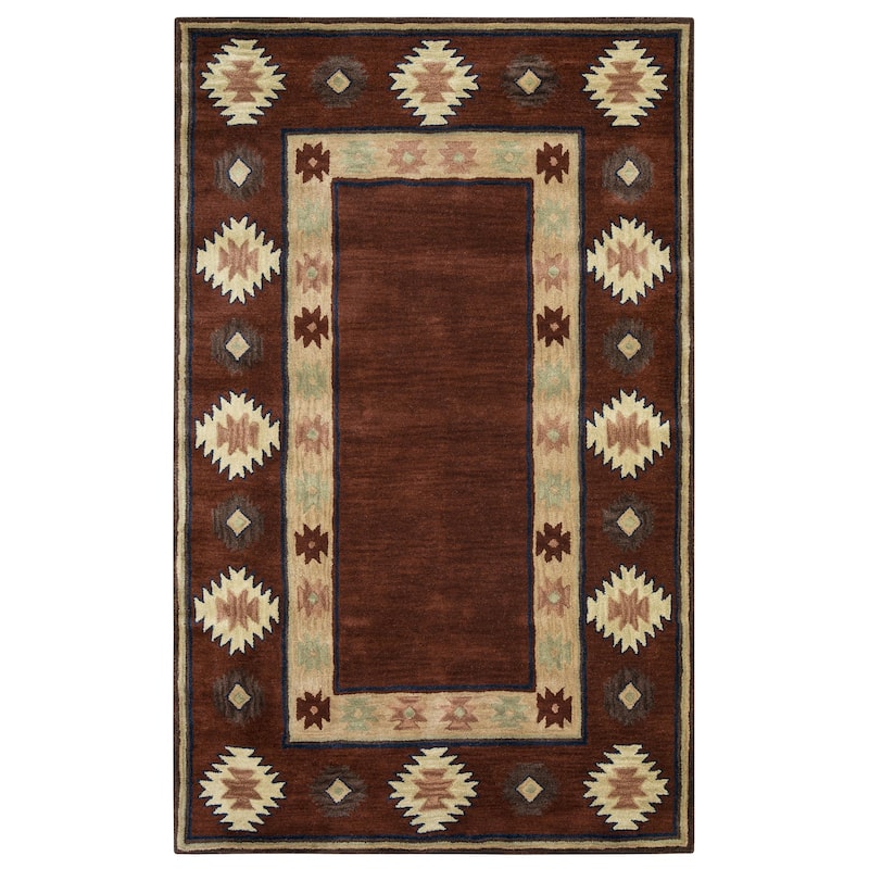 Alora Decor Ryder Hand-tufted Southwestern Wool Rug. - 3'x5' - Burgundy