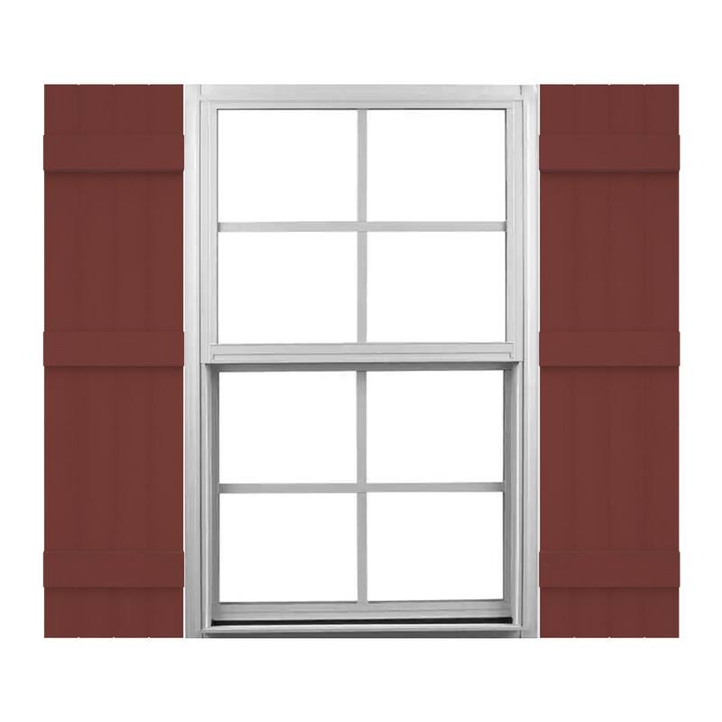 Mid-America Vinyl, Standard Size Four Board Joined Shutters - 14"W x 71"H - 027 - Burgundy Red