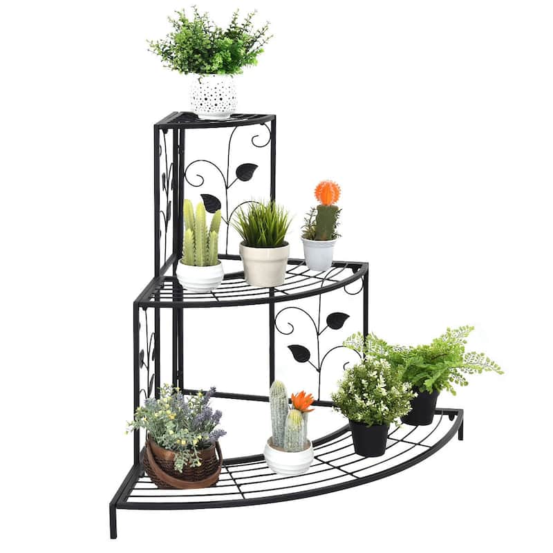 Costway 3 Tier Floral Corner Plant Stand Metal Flower Pot Rack Stair