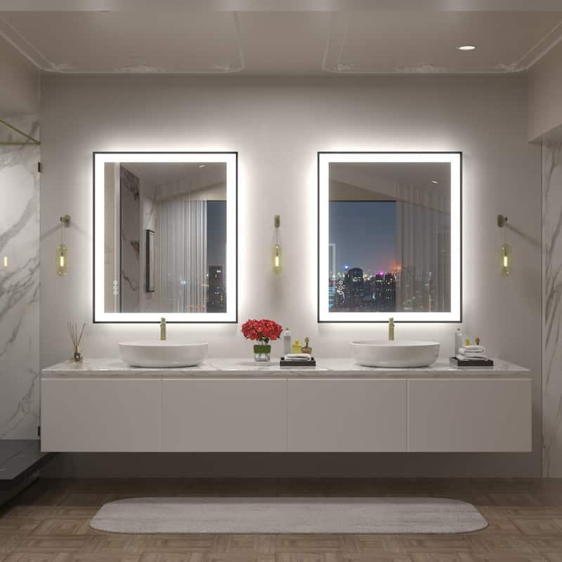 Front & Back LED Anti-Fog Tempered Glass Framed Bathroom/Vanity Mirror 3-Year Warranty