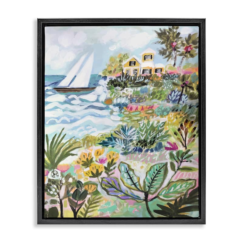 Stupell Abstract Nautical Scene Framed Floater Canvas Wall Art Design by Karen Fields