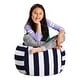 preview thumbnail 23 of 192, Kids' Stuffed Animal Storage Bean Bag Chair Cover or Toy Organizer 27 Inches Medium - Canvas Stripes Blue and White