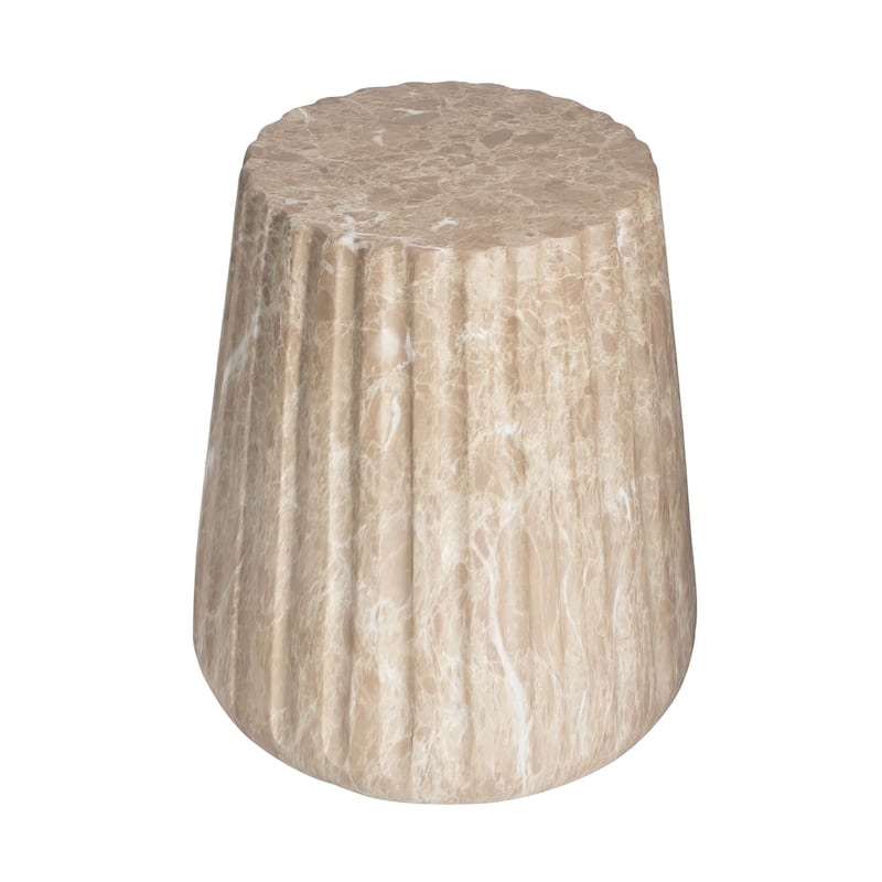 Roomfitters Outdoor Cleme Carved Side Table with Handcrafted Details, Accent End Table for Patio or Living Room
