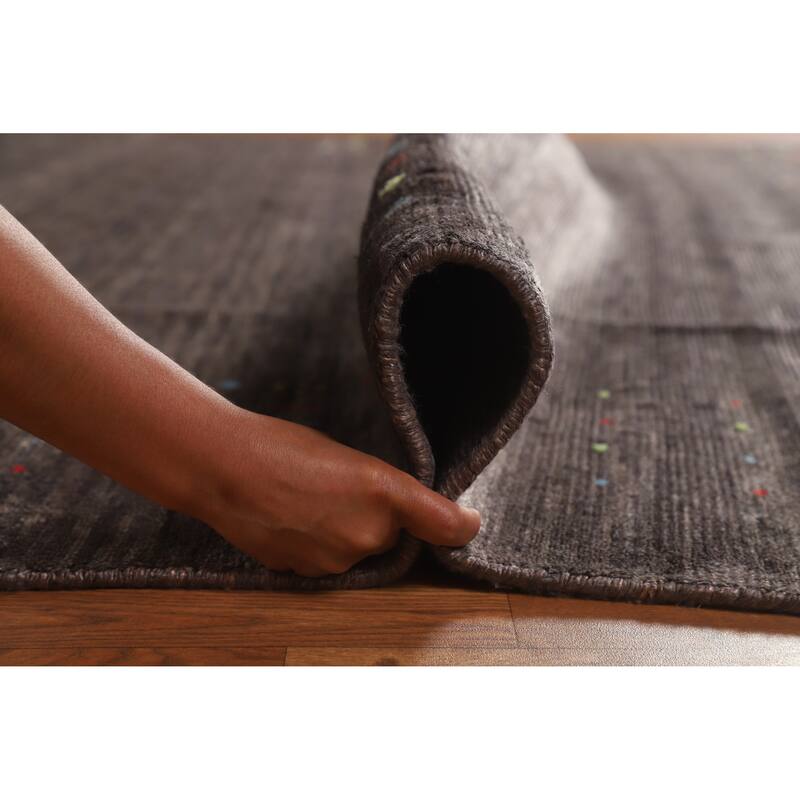 Hand Knotted Oriental 100% Wool Carpet Tribal Tribal Brown Gabbeh Area Rug - 9' 11'' X 7' 11''