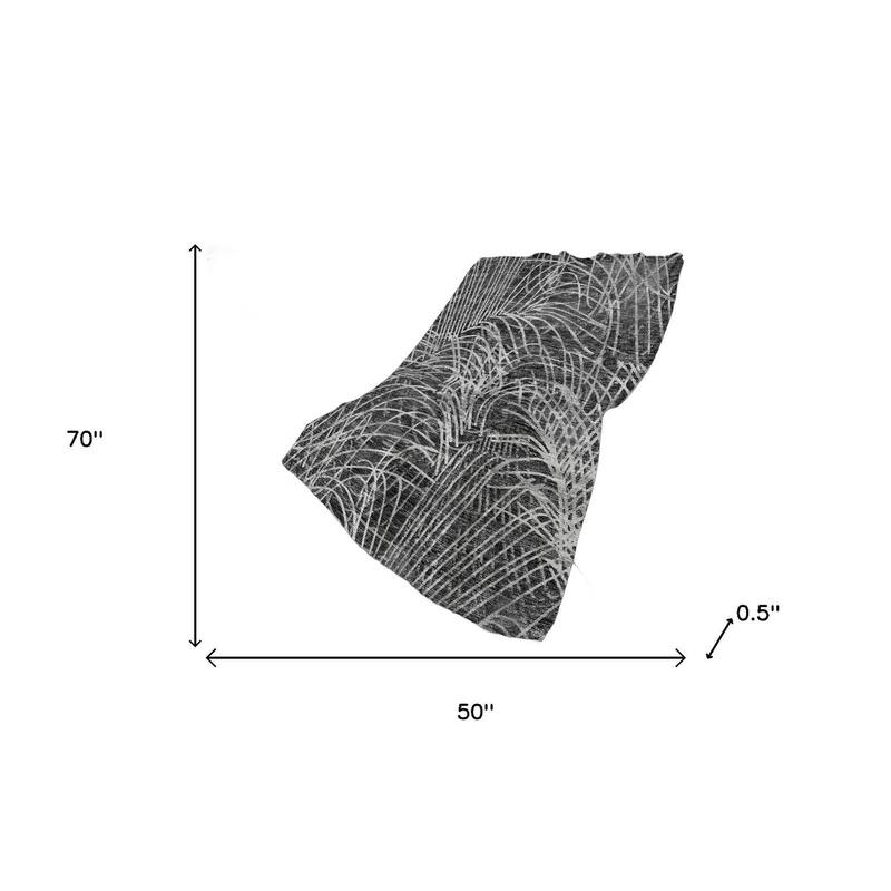 HomeRoots 50" X 70" Charcoal And Gray Abstract Polyester Woven Plush Throw Blanket