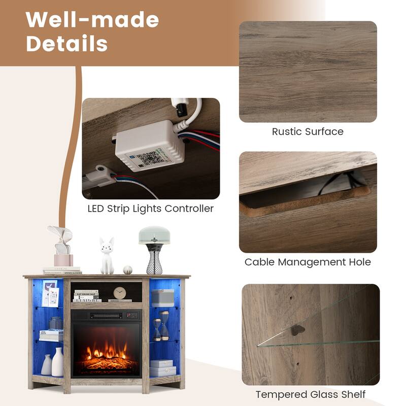 Costway Fireplace TV Stand with Led Lights & 18'' Electric Fireplace - See Details