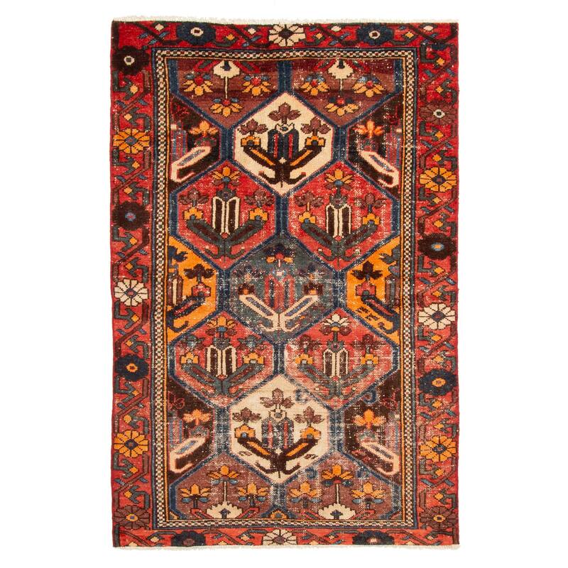 ECARPETGALLERY Hand-knotted Kayseri Vintage Red Wool Rug - 4'0 x 6'5