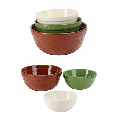 Omniware Set of 3 Mixing Bowls with Embossed Design - Small (44 oz) Medium (60 oz) Large (112 oz)