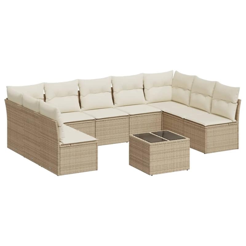 vidaXL Garden Sofa Set Beige PE rattan Large Modular Garden Sofa Set - 21.7 x 21.7 x 14.6