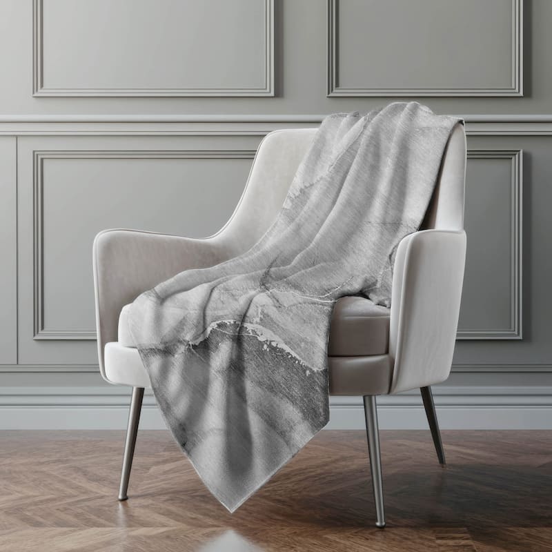Premium Machine Washable Abstract Contemporary Sherpa Throw Blanket - Gray - 4'2" x 5'10"