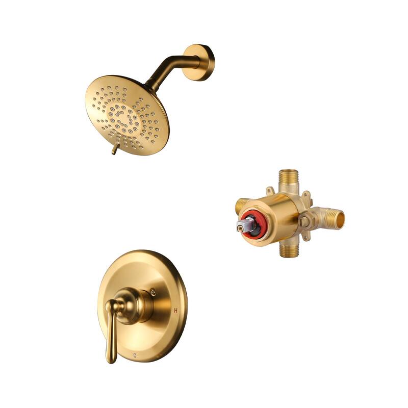 WOWOW Single Handle 5-Spray Shower Faucet with Valve - Brushed Gold