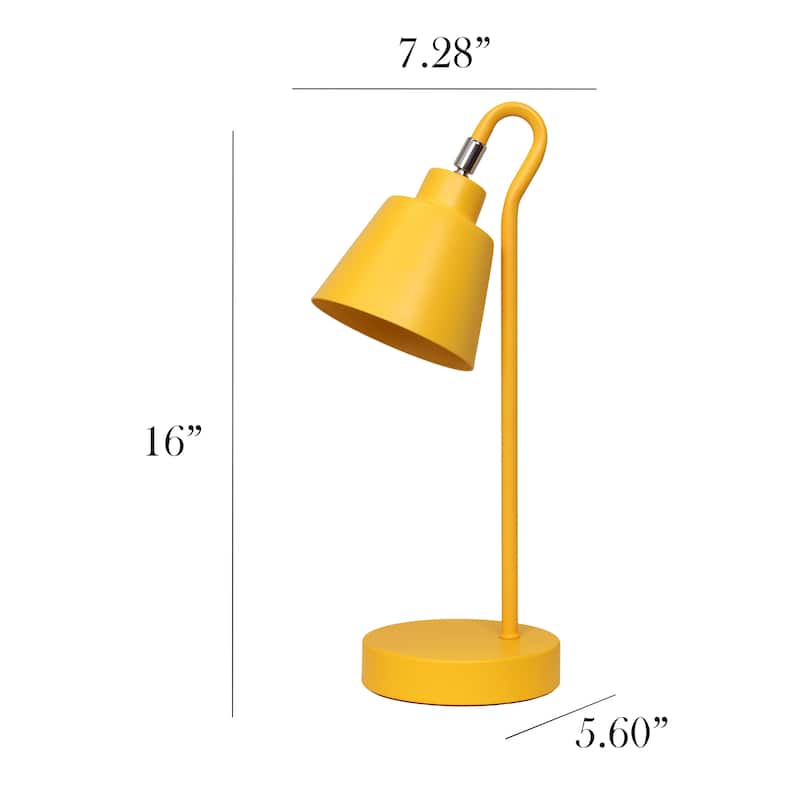Metal Desk Lamp with Looped Arm and Adjustable Cone Shade