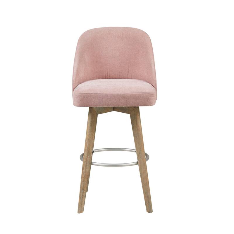 Roomfitters 360-Swivel Counter Stool, Upholstered Barrel Back Bar Chair with Metal Footrest Ring