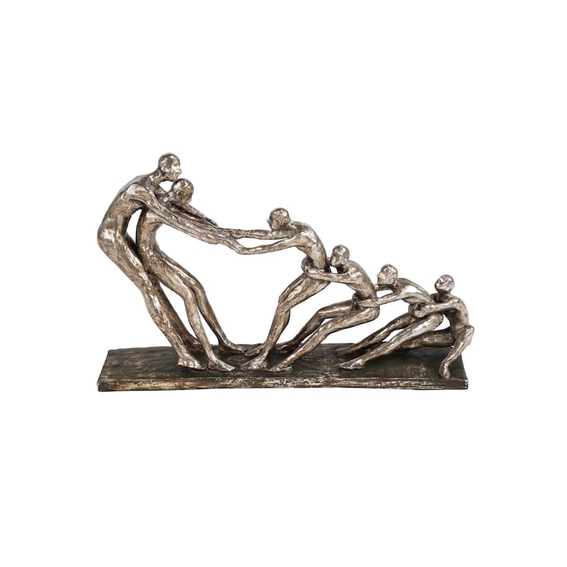 Polystone People Sculpture - Silver - Roche River Decor - 3"W x 13"L x 8"H