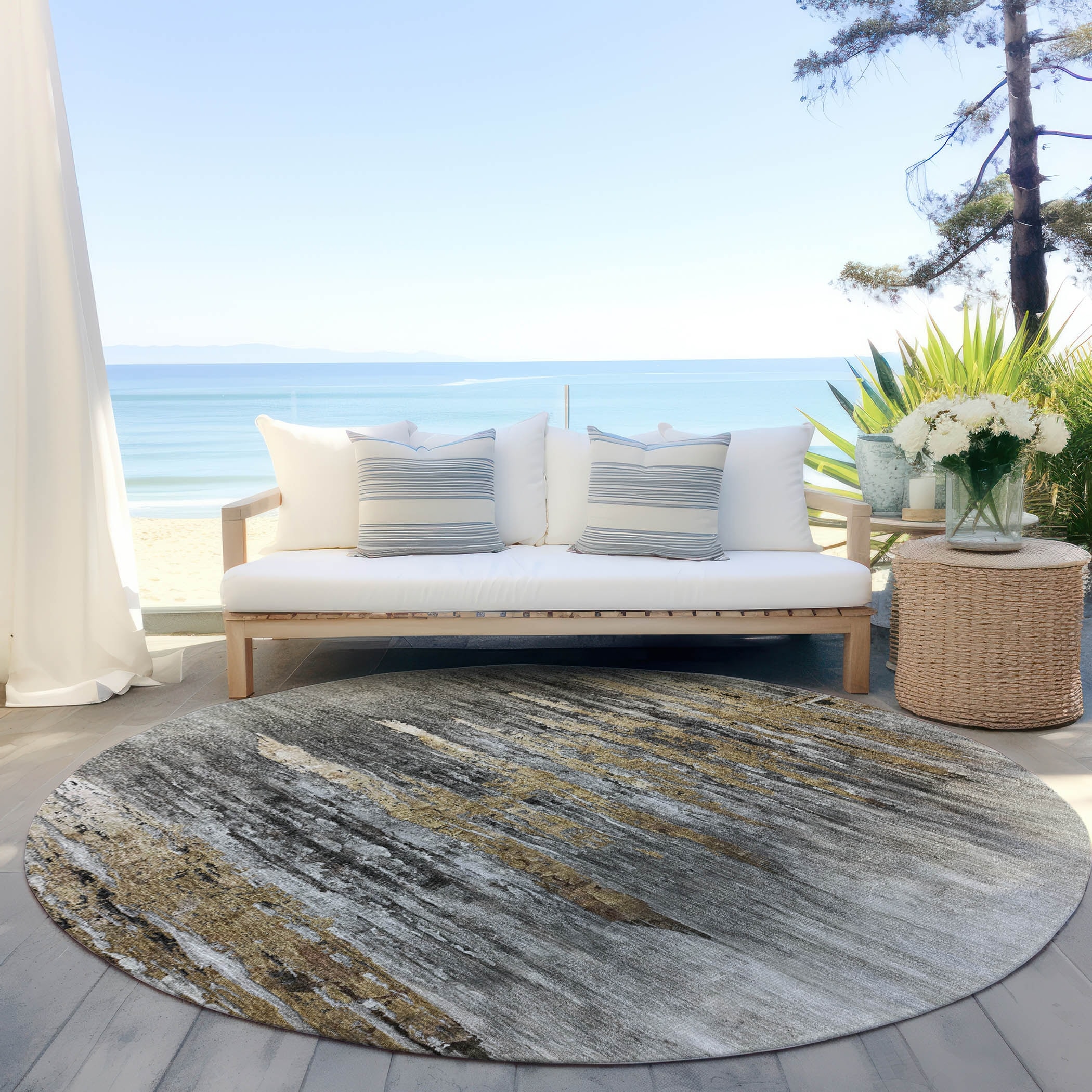 Machine Washable Indoor/ Outdoor Chantille Abstract Ombre Rug
