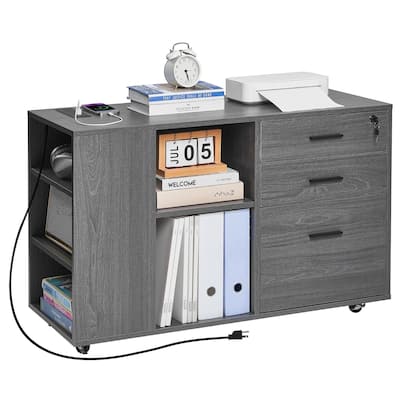 Space-Saving 3 Drawers Office Storage Cabinet with Lockable Compartments and Adjustable Shelves