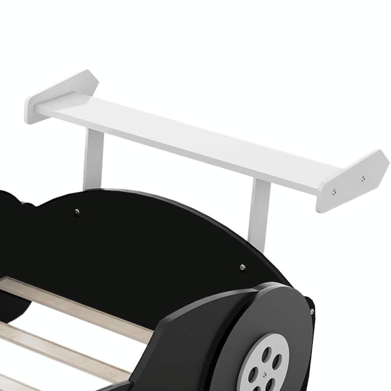 Race Car-Shaped Platform Bed with Wheels