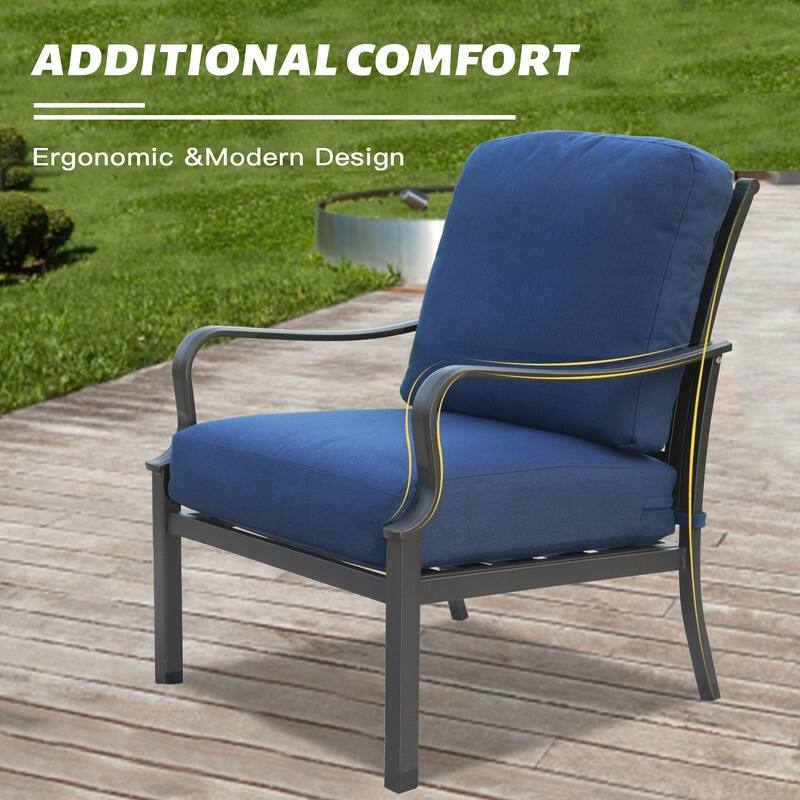Domi 4-Piece Patio Conversation Set with Cushions, All-Weather Steel Frame Outdoor Furniture
