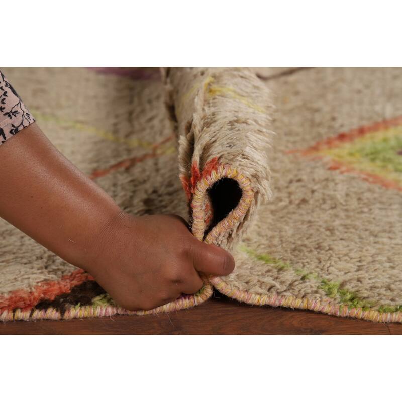 Trellis Geometric Moroccan Area Rug Handmade Wool Carpet - 5'1" x 8'4"