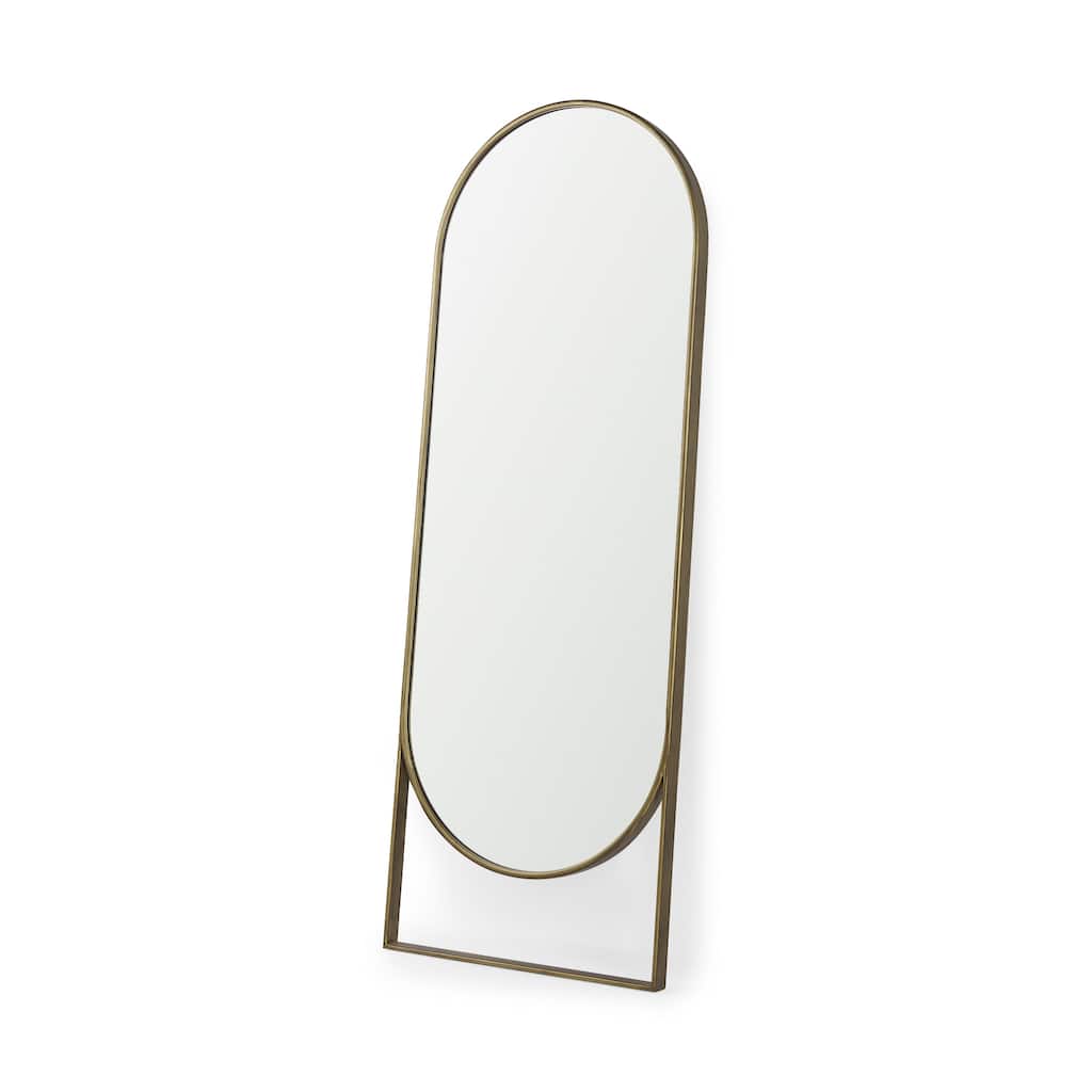 Sadie Antique Gold Rounded Arch Floor Mirror - 28" x 78"