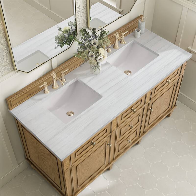 James Martin Vanities Lorelai 60" Double Vanity, Light Natural Oak - Arctic Fall