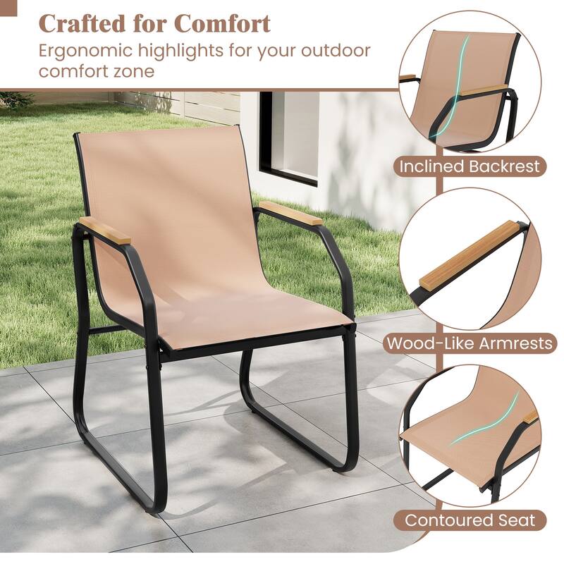 Gymax 5 PCS Patio Dining Set w/ Wood-like Armrests & Metal Frame for