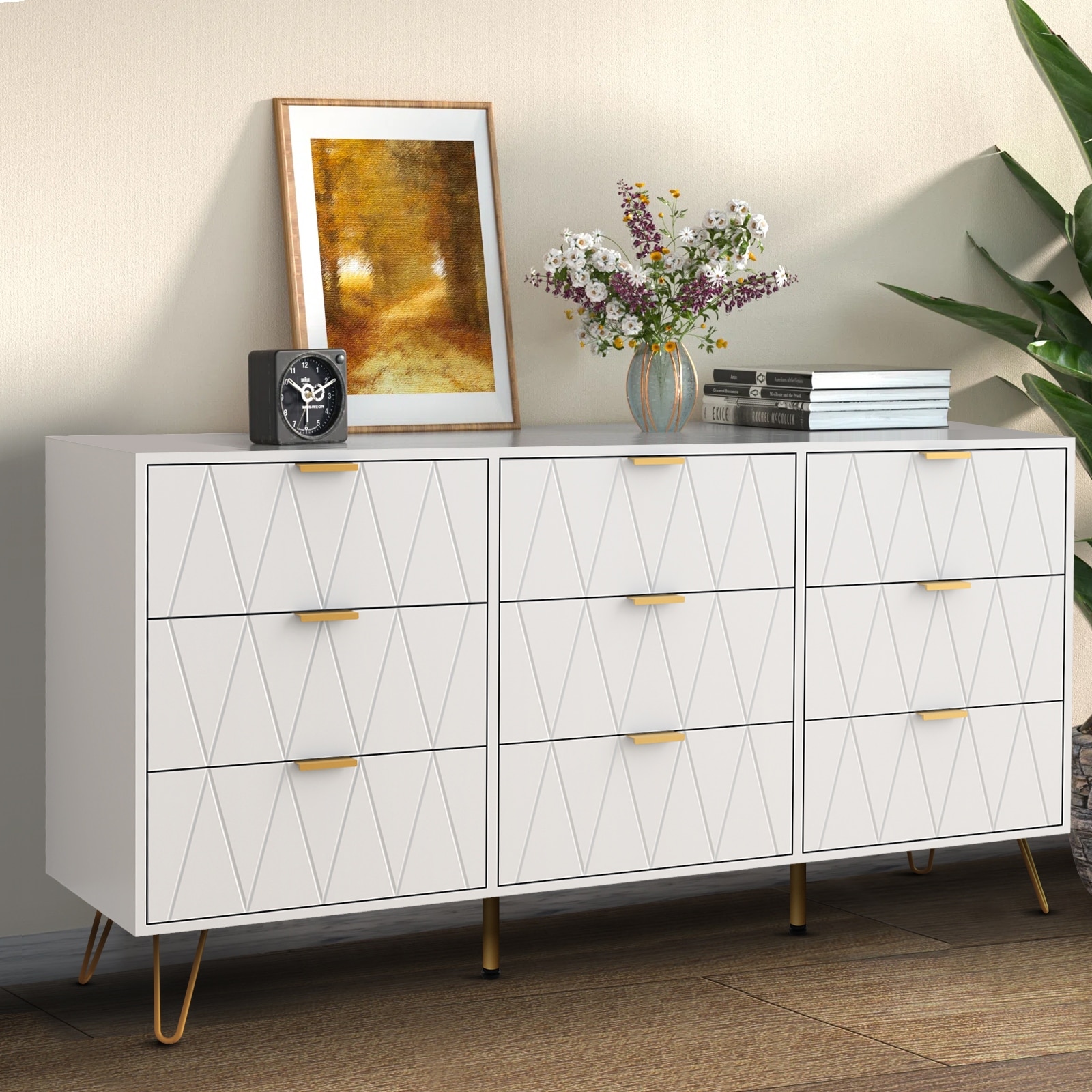 9 Drawers Chest Of Dresser Storage Tower Cabinet Bedroom Organizer
